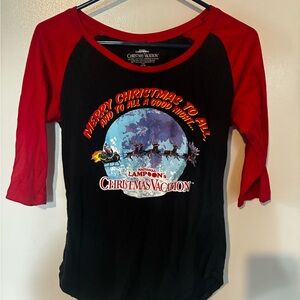 National Lampoon’s Christmas Vacation Juniors Raglan Shirt - Red & Black